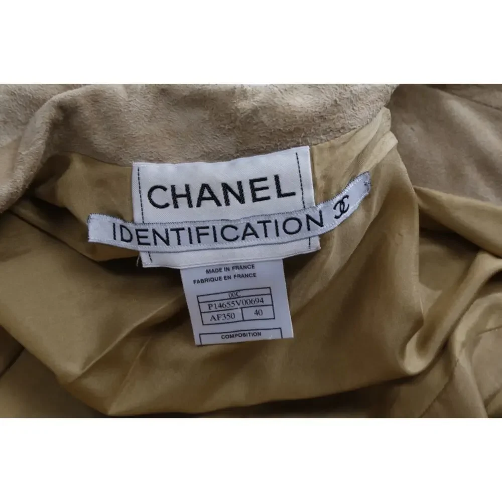 CHANEL Identification 00C Vintage Suede Leather Double Breasted Blazer Jacket 40
